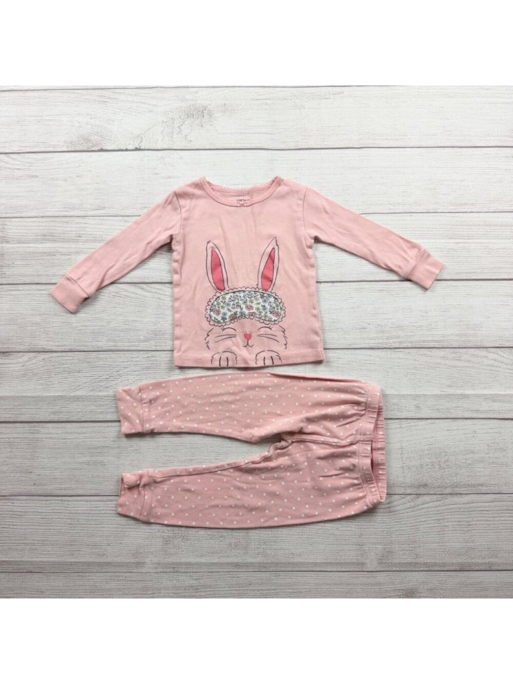 Carter's Baby Girl Pink Bunny Pajama Set Long Sleeve Top Pants 2T
